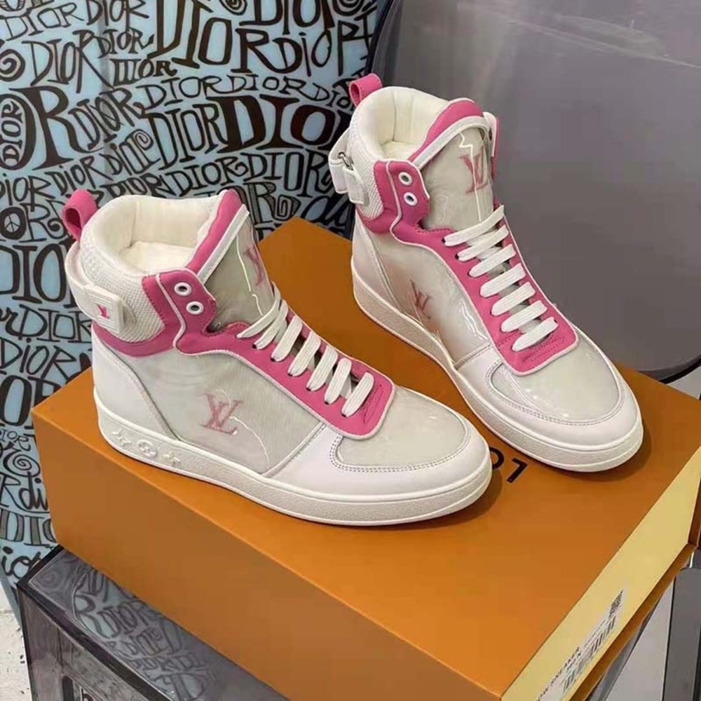 Brand New Never Worn Louis Vuitton Pink & White BoomBox Sneaker Boot in Size 41